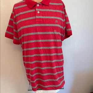 Aeropostale Red and Gray Striped Polo Shirt